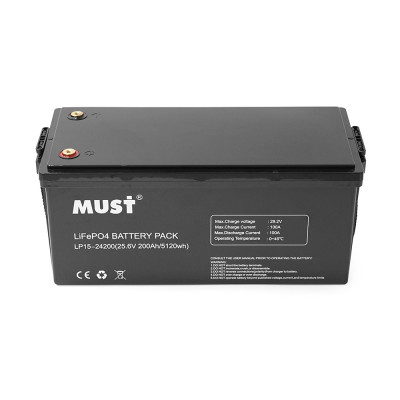 Аккумуляторна батарея Must LiFePO4 LP15-24200 25.6V 200Ah, 5,12kWh, BMS100A@4S, 6000 cycles, 522x240x218, 45kg