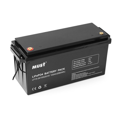 Аккумуляторная батарея Must LiFePO4 LP15-24100 25.6V 100Ah, 2,56kWh, BMS50A@4S, 6000 cycles, 522x240x218, 23kg