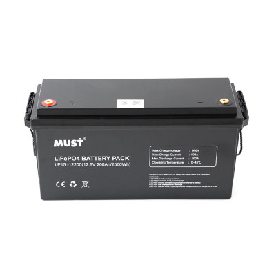 Акумуляторна батарея Must LiFePO4 LP15-12200 12,8V 200Ah, 2,56kWh, BMS100A@4S, 6000 cycles, 502x185x243, 23kg