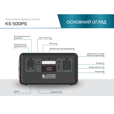 Портативна зарядна станція KS 500PS Портативна зарядна станція KS 500PS