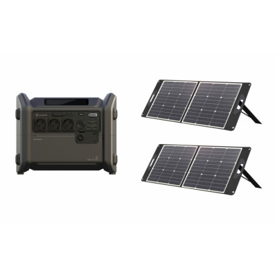 Комплект Портативна електростанція Segway CUBE 1000, 2584 Вт заг (R-Drive 4400 Вт), 1024 Вт/год, IPX3, BT, розширення ємності, швидка зарядка + портативна сонячна