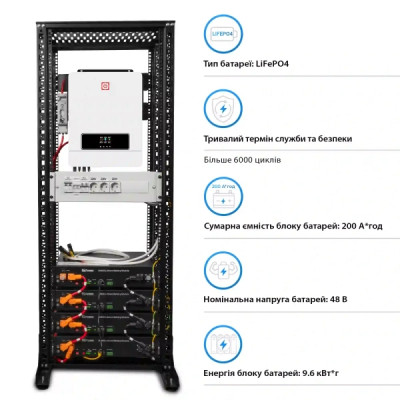 Система зберігання енергії Solarverse SRV24-1MX8.2K1-LDY9.6K1-1 8.2kW 9.6kWh 4BAT LiFePO4 6000 циклів Система зберігання енергії Solarverse SRV24-1MX8.2K1-LDY9.6K1-1 8.2kW 9.6kWh 4BAT LiFePO4 6000 циклів
