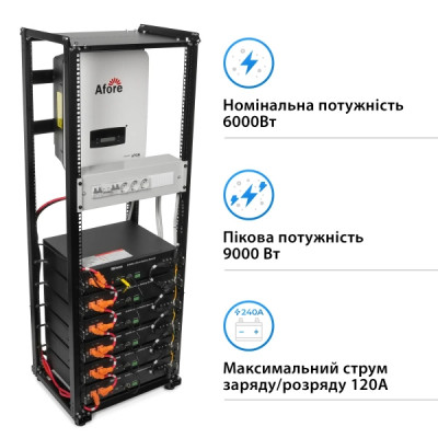 Система зберігання енергії Solarverse SVR32-1AF6K1-LDY12K1-0 6kW 12kWh 5BAT LiFePO4 6000 циклів