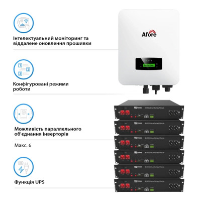Система зберігання енергії Solarverse SVR32-1AF6K1-LDY12K1-0 6kW 12kWh 5BAT LiFePO4 6000 циклів