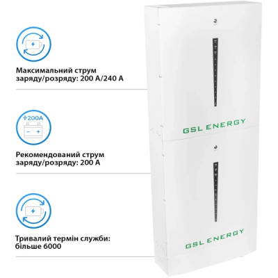 Акумуляторна батарея GSL 51.2V 400Ah 20.48kWh LiFePO4 (2xHESS51200A)