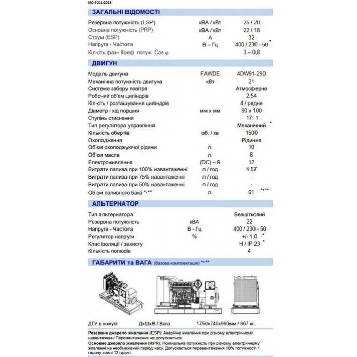 Дизельный генератор Enersol SCFS-25DM 18 КВт 3 фазы купить в