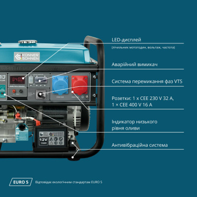 Бензиновый генератор Könner & Söhnen KS 10000E 1/3 Бензиновый генератор Könner & Söhnen KS 10000E 1/3