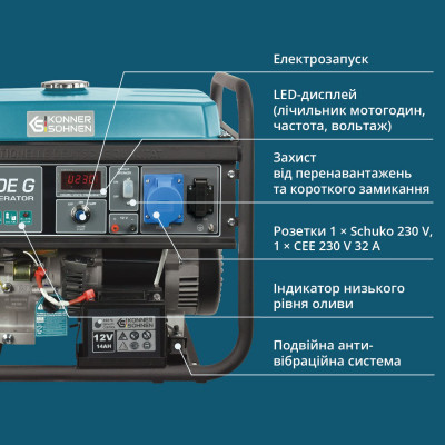 Генератор газобензиновый Könner & Söhnen KS 7000E G Генератор газобензиновый Könner & Söhnen KS 7000E G