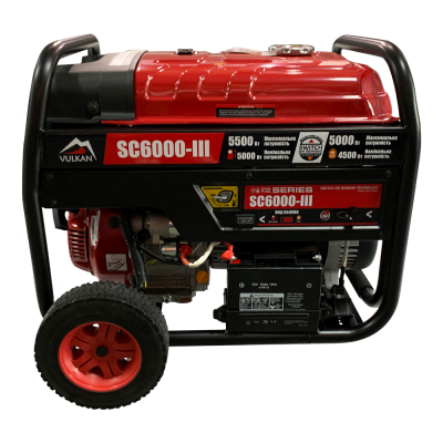 Генераторная установка SC6000-III (бензин/газ) 1ф 5,0кВт/4,2кВт, эл.старт, бак-25л, колеса