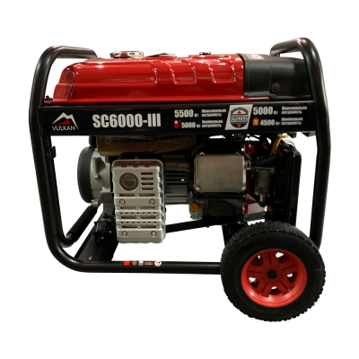 Генераторная установка SC6000-III (бензин/газ) 1ф 5,0кВт/4,2кВт, эл.старт, бак-25л, колеса Генераторная установка SC6000-III (бензин/газ) 1ф 5,0кВт/4,2кВт, эл.старт, бак-25л, колеса